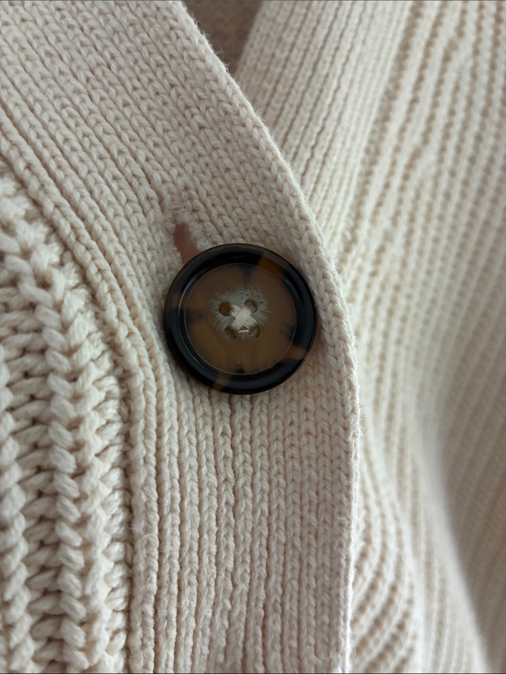 Women's Cropped Cream Button-Front Ribbed Cardigan Sweater - Picture 4 of 6